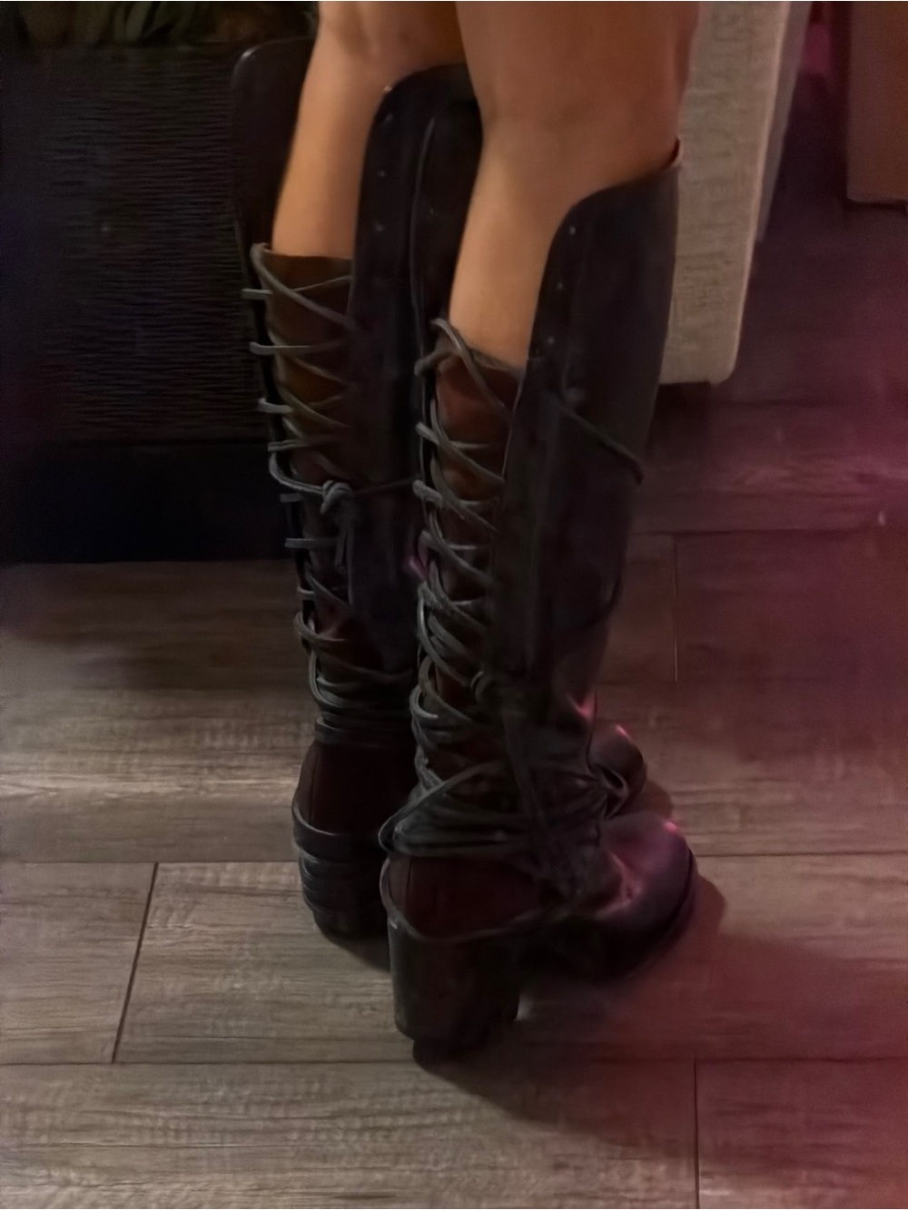 Freebird by Steven Black Over-the-Knee Leather Boots with Wrap Strap - Picture 2 of 10